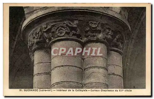 Cartes postales Guerande Interieur de la Collegiate Curieux Chapiteaux