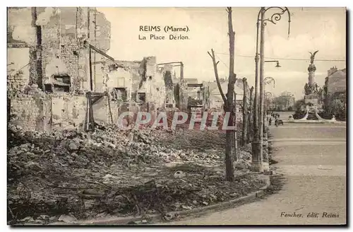 Cartes postales Reims La Place Derlon Militaria