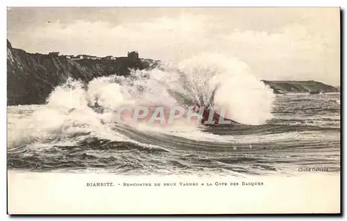 Ansichtskarte AK Biarritz Rercontre De Deux Vagues A La Cote Des Basques