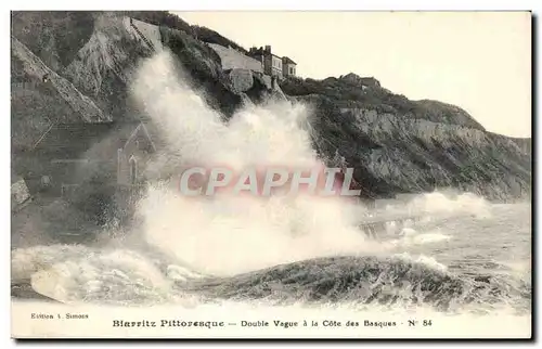 Ansichtskarte AK Biarritz Pittoresque Double Vague A La Cote Des Basques