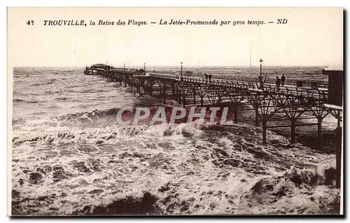 Ansichtskarte AK Trouville La Reine Des Plages La Jetee Promenade Par Gros Temps