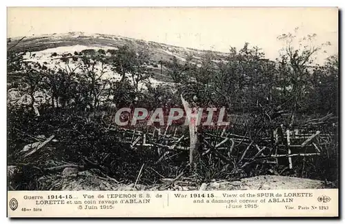 Ansichtskarte AK Guerre Vue De l&#39Eperon Lorette Et Un Coin Ravage D&#39Ablain Militaria