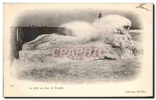 Ansichtskarte AK La Jetee un Jour de Tempete phare