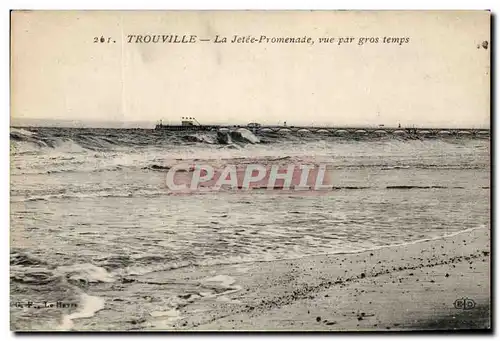 Cartes postales Trouville La Jetee Promenade vue par gros temps