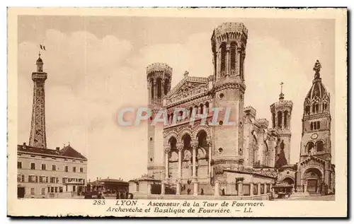 Ansichtskarte AK Lyon Ascenseur de la Tour de Fourviere Archeveche et Bailique de Fourviere