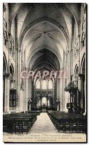 Cartes postales Sens Cathedrale Vue d&#39Ensemble Interieure Nef Principale