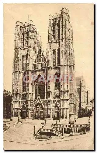 Cartes postales Bruxelles Collegiale Michel Et Gudule Vue Exterieure Cote Quest