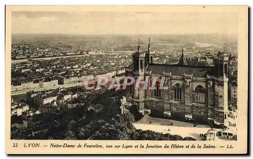 Ansichtskarte AK Lyon Notre Dame de Fourviere vue sur Lyon et la Jonction du Rhone et de la Saone