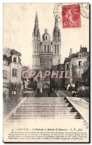 Cartes postales Angers Cathedrale et Montee St Maurice