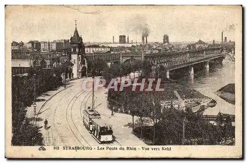 Ansichtskarte AK Strasbourg Les Ponts du Rhin Vue vers Kehl Tramway