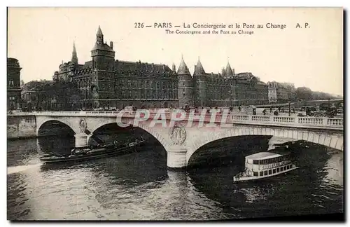 Ansichtskarte AK Paris la Conciergerie et le Pont au Change Peniche