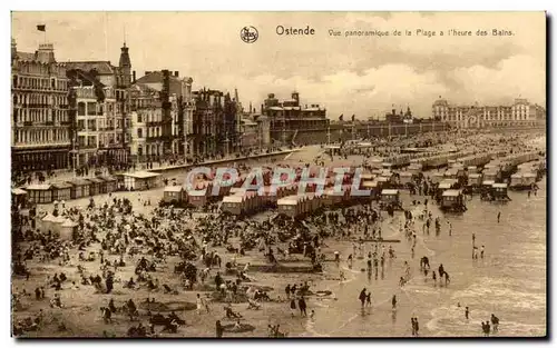Cartes postales Ostende Vue panoramique de la Plage a l'Heure des bains