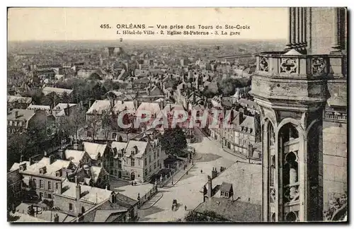 Cartes postales Orleans Vue prise des Tours de Ste de Ste Croix Hotel de Ville Eglise St Patererne La gare