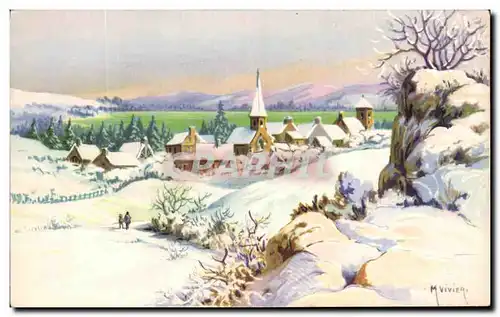 Cartes postales Fantaisie Village dans la neige