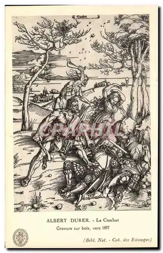 Cartes postales Albert Durer Le Combat Gravure Sur bois Vers 1497