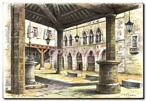 Cartes postales Cordes La Halle et la Maison du Grand Fauconnier