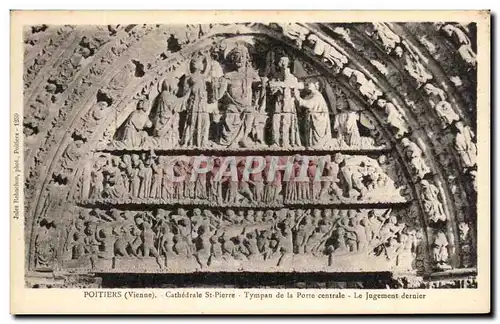 Cartes postales Poitiers Cathedrale St Pierre Tympan de la Porte centrale Le jugement dernier