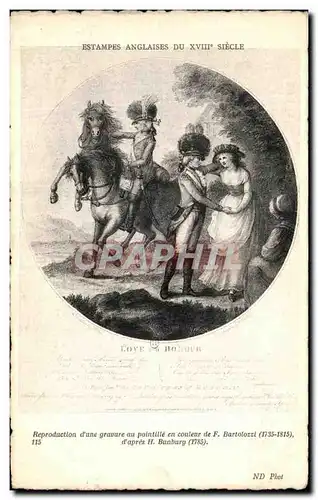 Ansichtskarte AK Estampes Anglaises 18eme Love and honour Bartolozzi D&#39Apres Bunbury Cheval Militaria