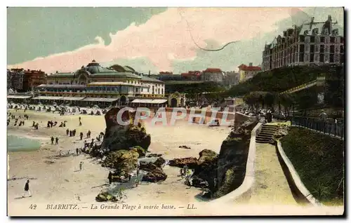 Cartes postales Biarritz La Grande Plage a maree basse