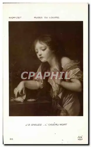 Cartes postales J B Greuze L&#39Oiseau Mort Musee du Louvre Paris