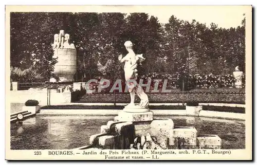 Cartes postales Bourges Jardin des Pres Fichaux Fontaine et vases