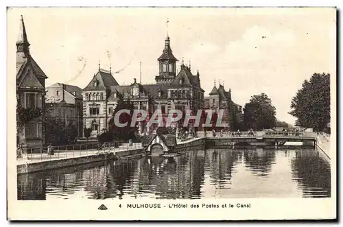 Cartes postales Mulhouse L'Hotel des Postes et le Canal