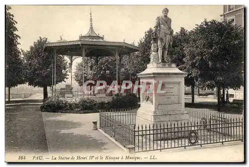 Ansichtskarte AK Pau La Statue De Henri IV Et Le Kiosque A Musique