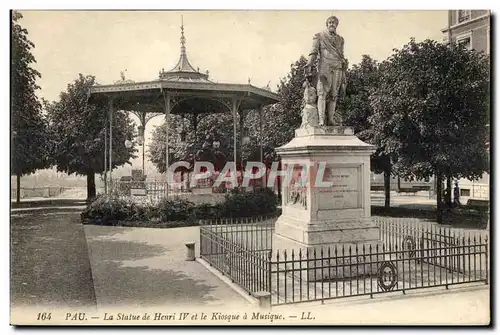 Cartes postales Pau La Statue De Henri IV Et Le Kiosque A Musique