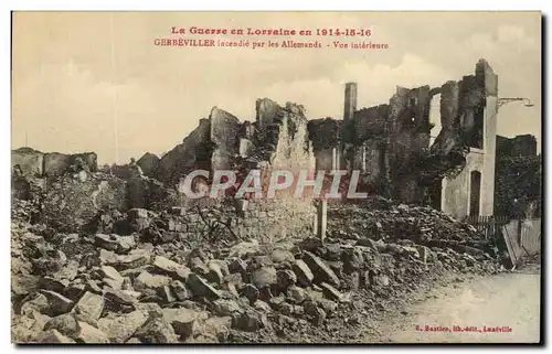 Cartes postales La Guerre En Lorraine En Gerbeviller Incendie Par Les Allemands Vue Interieure Militaria