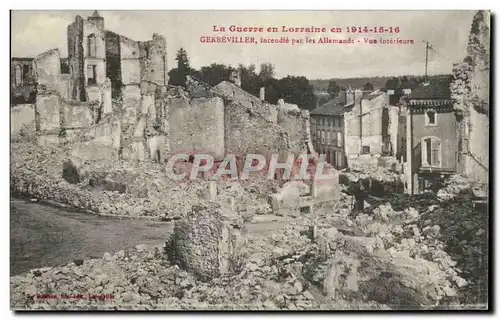 Cartes postales La Guerre En Lorraine Gerbeviller Incendie Par Les Allemands Vue Interieure Militaria