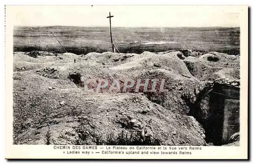 Cartes postales Chemin Des Dames Le Plateau de Californie et la vue vers Reims Militaria Tranchees