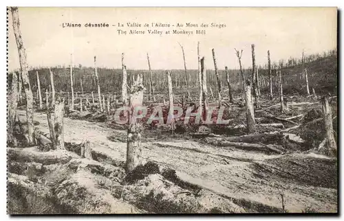 Ansichtskarte AK L&#39Aisne devastee La Vallee de I&#39Ailette Au Mont des Singes Militaria