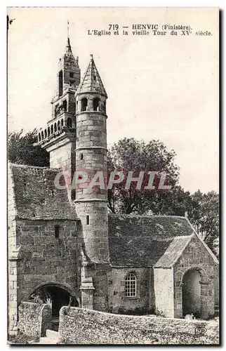 Ansichtskarte AK Henvic L&#39Eglise Et La Vieille Tour Du 15eme