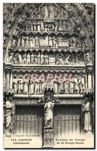 Cartes postales Amiens Cathedrale Tympan Du Porche De La Vierge Doree