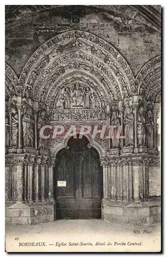 Ansichtskarte AK Bordeaux Eglise Saint Seurin Detail Du Porche Central