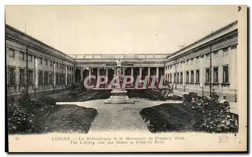 Cartes postales Amiens La Bibliotheque et le Monument de Frederic Petit