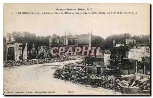 Cartes postales Grande Guerre Revigny La Rue de Vitry et l&#39Hotel de Vile apres le bombardement The Librauf