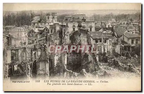 Cartes postales Les Ruines De La Grande Guerre Verdun Vue generale vers Saint Sauveur Militaria