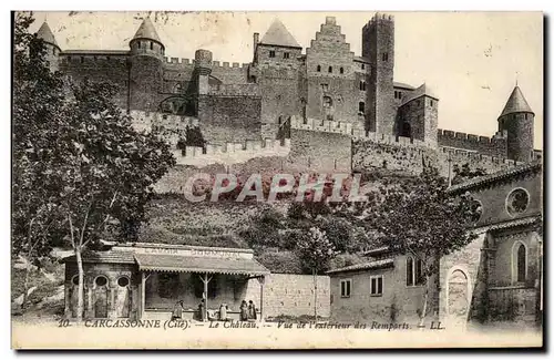 Cartes postales Carcassonne Le Chateau Vue de l&#39exterieur des remparts Lavoir communal