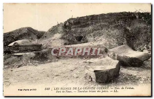 Cartes postales Les Ruines De La Grande Guerre De Verdun Fort De Vaux Tourlies Brisees Des Pieces Militaria