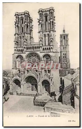 Cartes postales Laon Facade de la Cathedrale