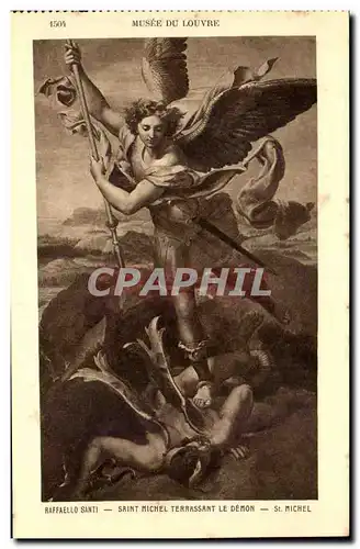 Cartes postales Musee Du Louvre Raffaello Saint Saint Michel Terrassant Le Demon Michel Paris