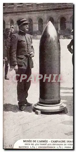 Ansichtskarte AK Musee De L&#39Armee Campagne Obus De 420 Tombe Aux Environs De Verdun Militaria