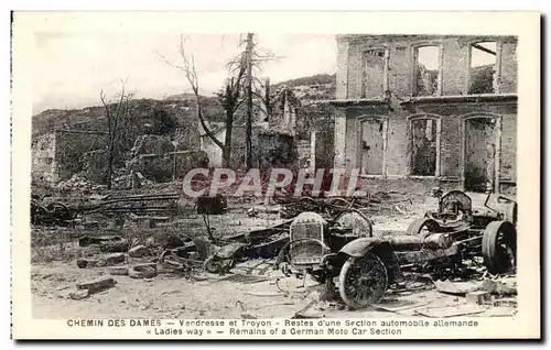 Cartes postales Chemin Des Dames Vendress et Troyon Restes d&#39une Section automobile Militaria