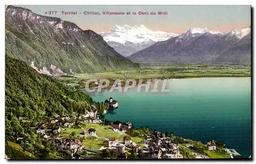 Cartes postales Territet Chillon villeneuve Et La Dent Du Midi