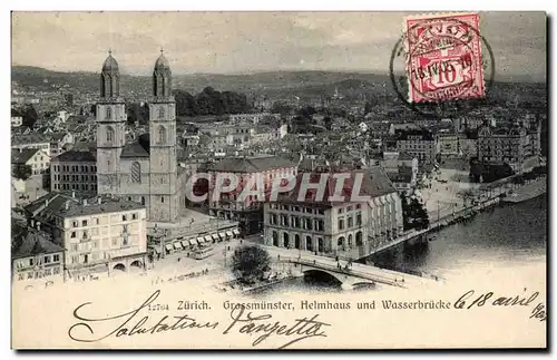 Cartes postales Zurich Gresmunster Helmhaus Und Wasserbrucke