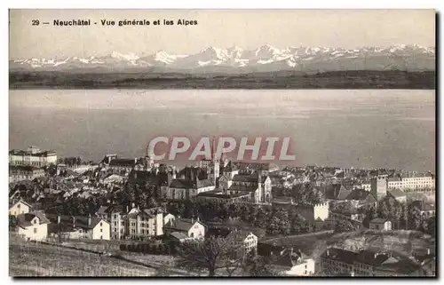 Cartes postales Neuchatel Vue generale et les Alpes