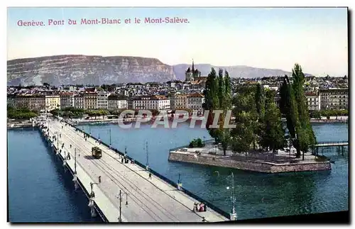 Cartes postales Geneve Pont du Mont Blanc et le Mont Saleve