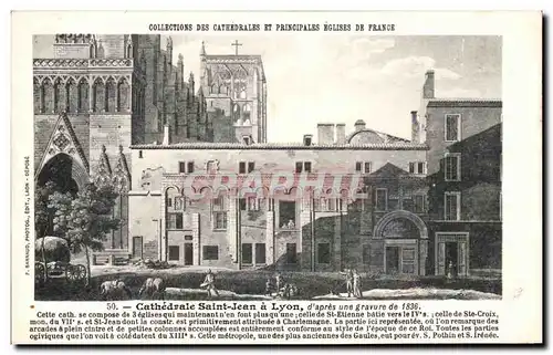 Cartes postales Cathedrale Saint Jean a Lyon d&#39Apres Une gravure de 1836