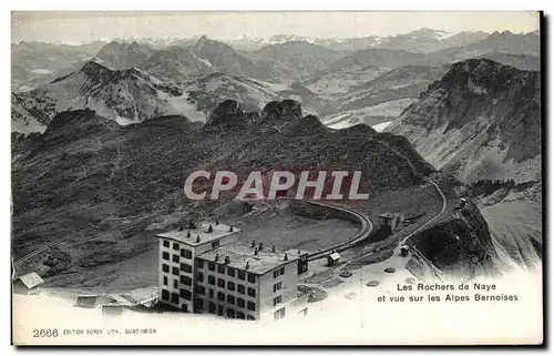 Cartes postales Les Rochers de Baye et vue sur les Alpes Bernoises